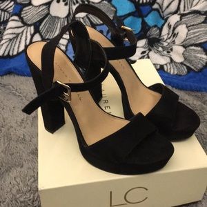 LC Lauren Conrad black, peep-toe heels